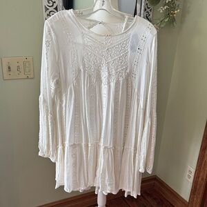 Free People White Lace Tunic Dress